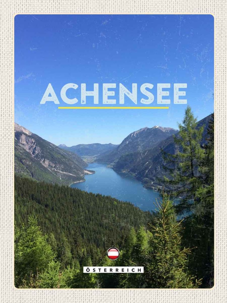 Holzschild 40x30 cm Achensee Österreich Familie Wanderung Bildmotiv Reisemotiv Abenteuer Reisen