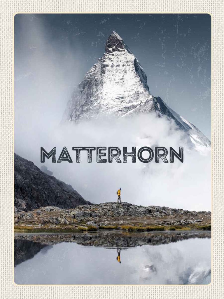 Holzschild 40x30 cm Matterhorn Schweiz Wanderung Berg Bildmotiv Reisemotiv Europa