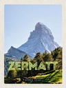 Holzschild 40x30 cm Zermatt Ansicht Ausblick Urlaubsort Bildmotiv Reisemotiv Urlaub