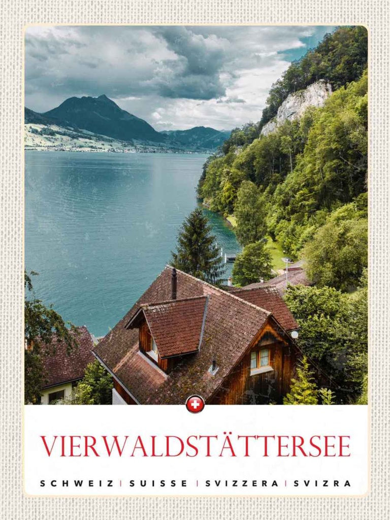 Holzschild 40x30 cm Vierwaldstättersee Schweiz Natur Bildmotiv Reisemotiv Europa