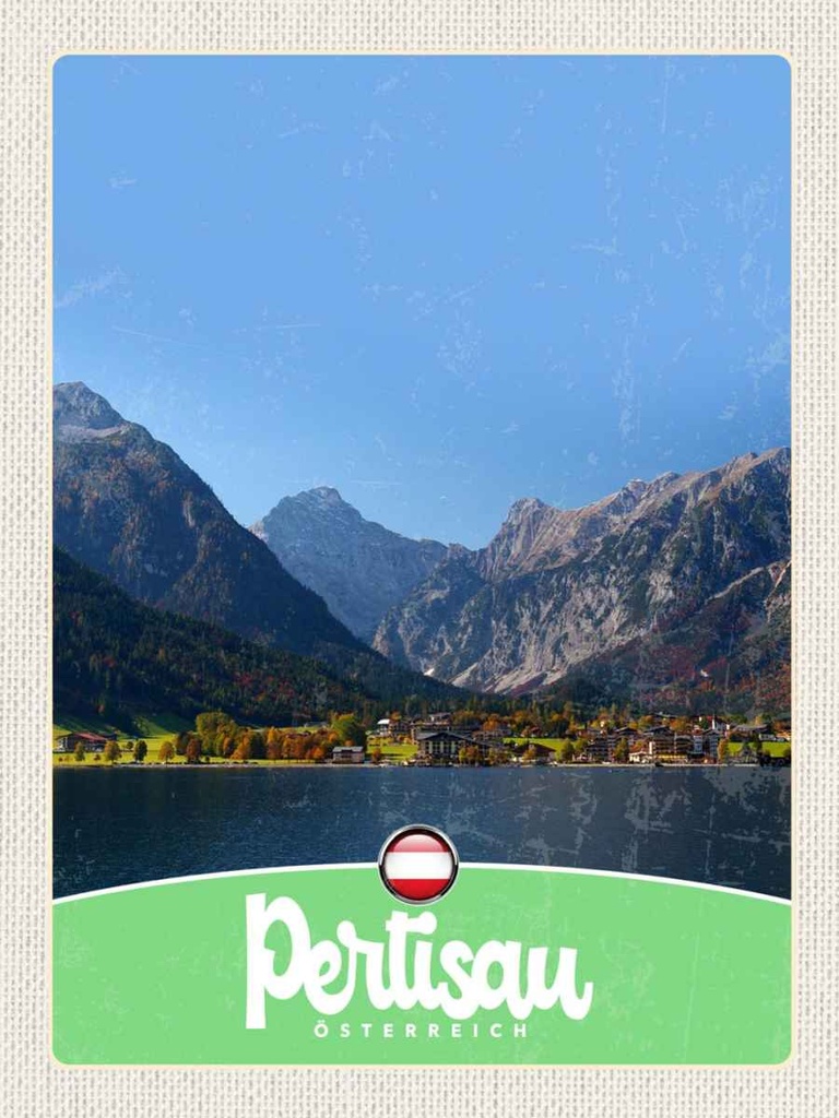 Holzschild 40x30 cm Pertisau Österreich See Natursicht Bildmotiv Reisemotiv Europa