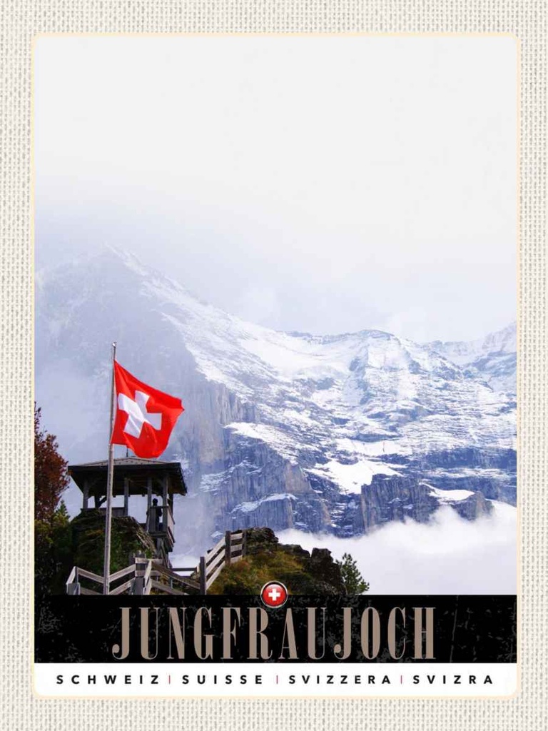 Holzschild 40x30 cm Jungfraujoch Schweiz Wintertraum Natur Bildmotiv Reisemotiv Europa