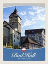 Holzschild 40x30 cm Bad Hall Gebäude Mittelalter Bildmotiv Reisemotiv Straße Stadt
