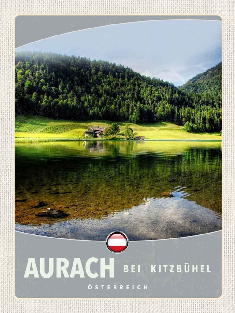 Holzschild 40x30 cm Aurach bei Kitzbühel Natur Wälder Bildmotiv Reisemotiv Abenteuer Reisen