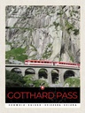 Holzschild 40x30 cm Gotthard Pass Schweiz rote Lokomotive Bildmotiv Reisemotiv Europa