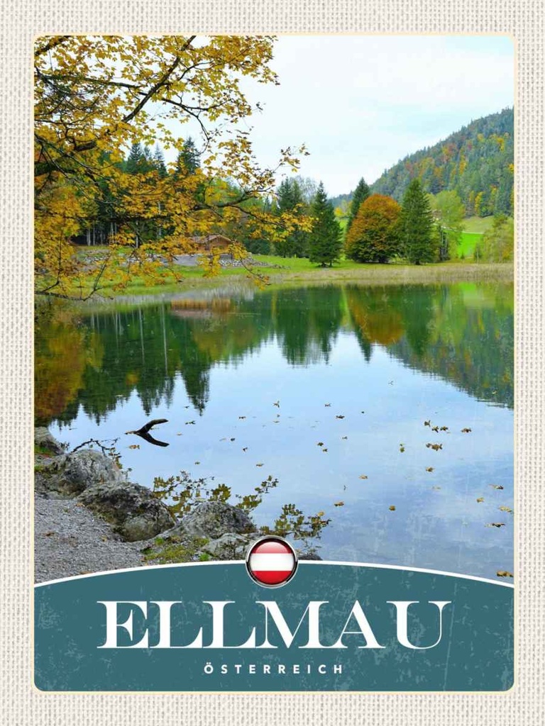 Holzschild 40x30 cm Ellmau Österreich Natur See Bildmotiv Reisemotiv Europa
