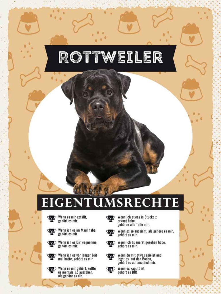 Holzschild 40x30 cm Rottweiler Eigentumsrechte Tier Haustier