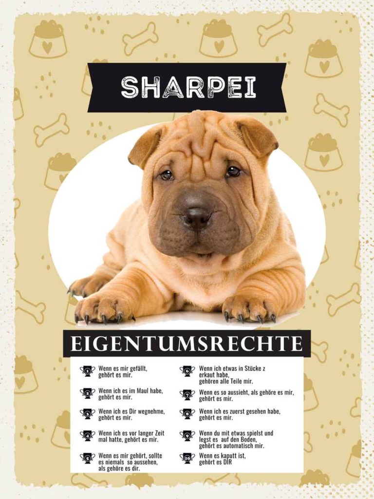 Holzschild 40x30 cm Sharpei Eigentumsrechte Tier Haustier