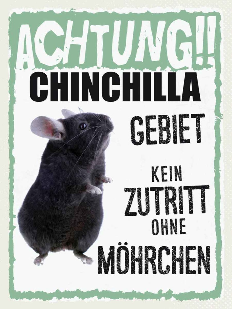 Holzschild 40x30 cm Tiere Achtung Chinchilla Gebiet Tier Haustier