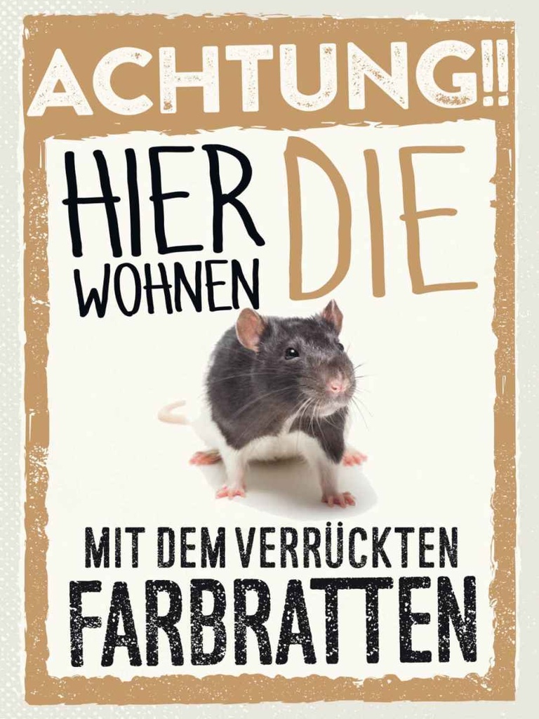 Holzschild 40x30 cm Tiere Achtung hier Farbratten Tier Haustier