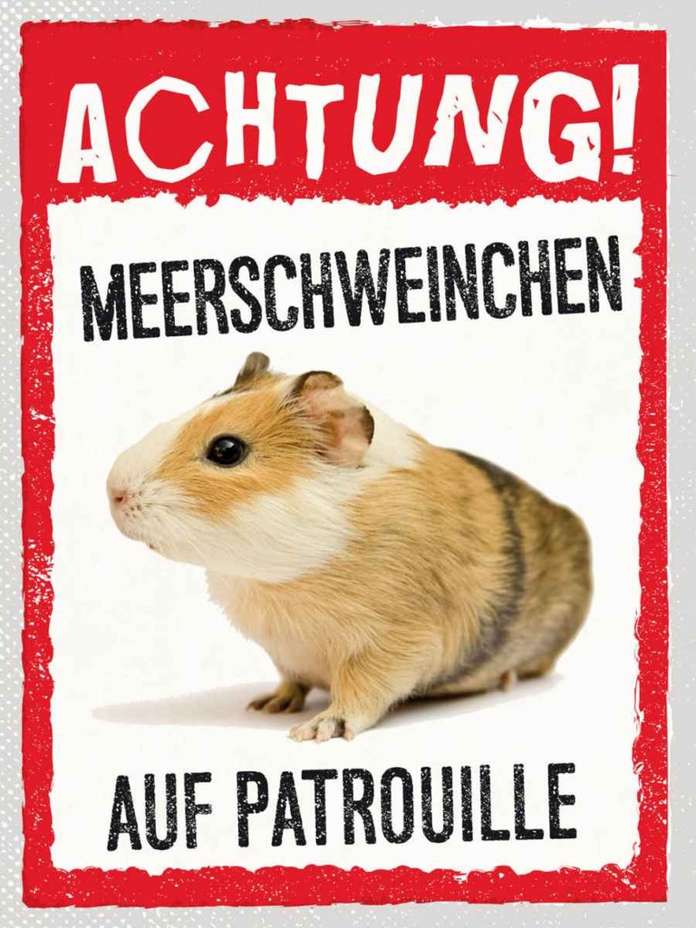 Holzschild 40x30 cm Achtung Meerschweinchen Patrouille