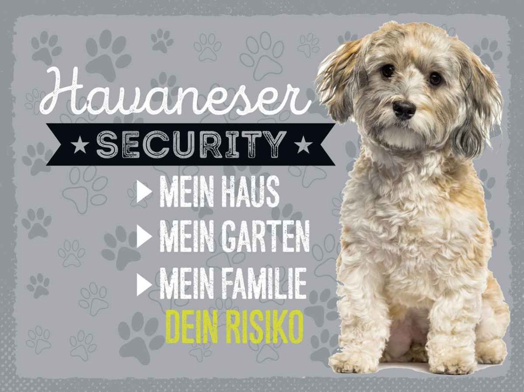 Holzschild 30x40 cm Havaneser Security dein Risiko Tier Haustier