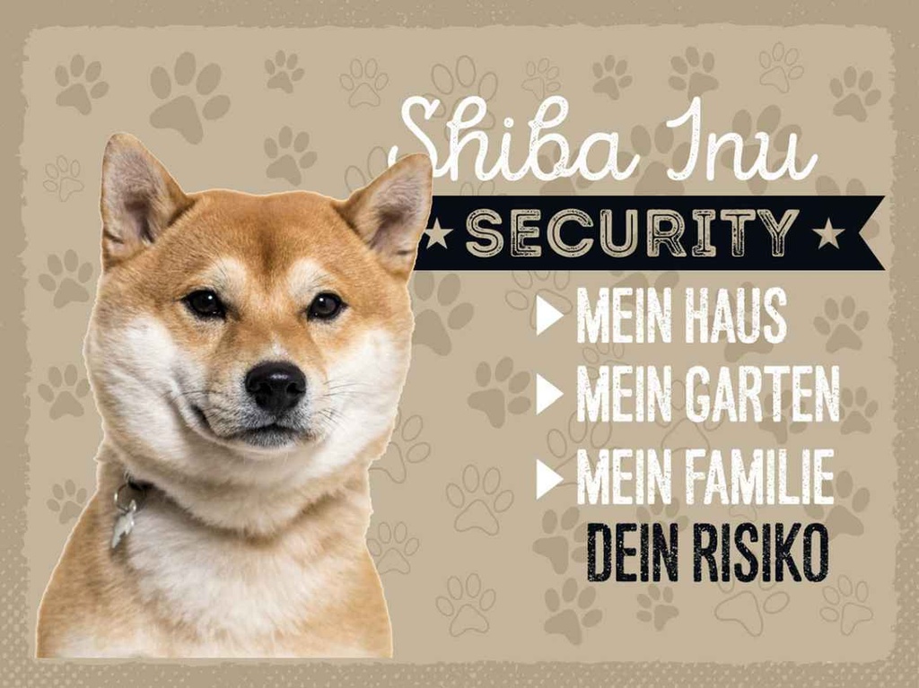 Holzschild 30x40 cm Shiba Inu Security dein Risiko Tier Haustier
