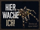 Holzschild 30x40 cm Spinne hier wache ich eigene Gefahr Spruch Zitat