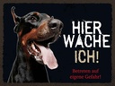 Holzschild 30x40 cm Doberman hier wache eigene Gefahr Tier Haustier