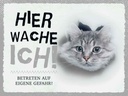 Holzschild 30x40 cm Katze hier wache eigene Gefahr Tier Haustier