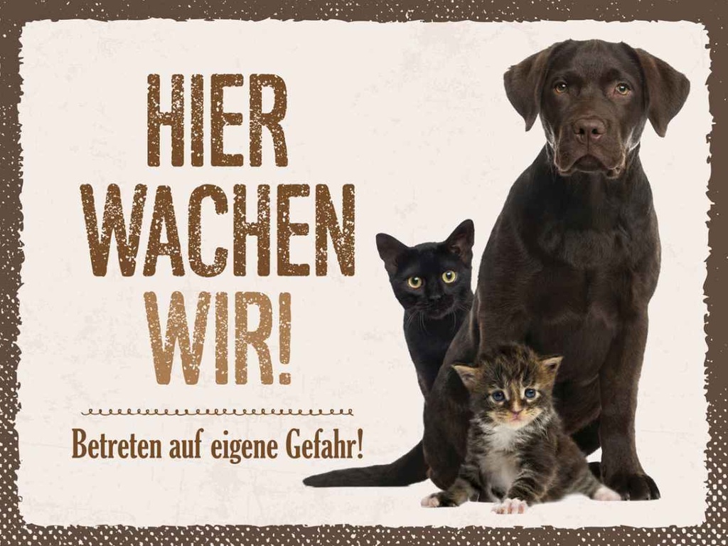 Holzschild 30x40 cm Tiere Hund hier wachen wir Tier Haustier