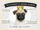 Holzschild 30x40 cm Tiere Mops willkommen wohne hier Tier Haustier