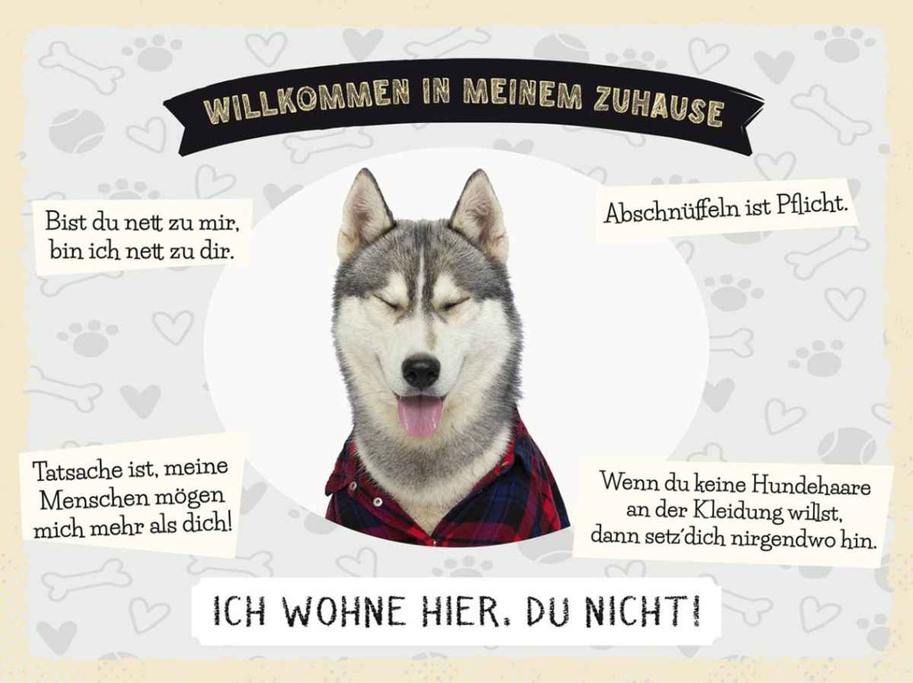 Holzschild 30x40 cm Tiere Haski willkommen wohne hier Tier Haustier