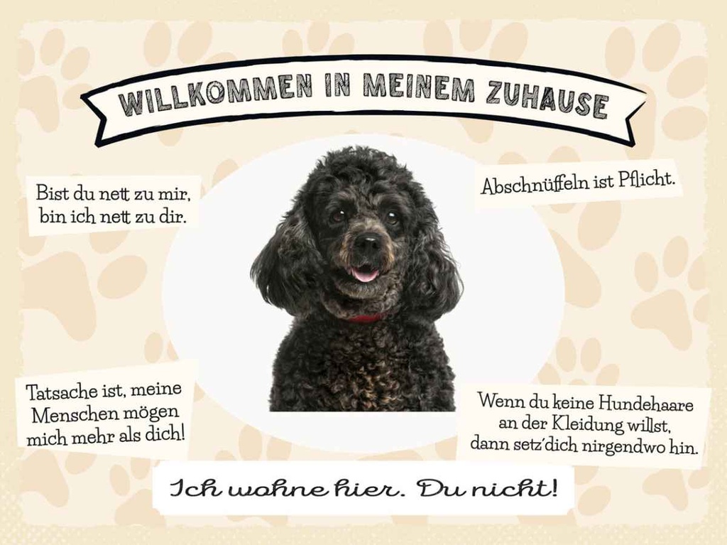 Holzschild 30x40 cm Tiere Pudel willkommen Zuhause Tier Haustier