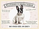 Holzschild 30x40 cm Frech Bulldog willkommen Zuhause Tier Haustier