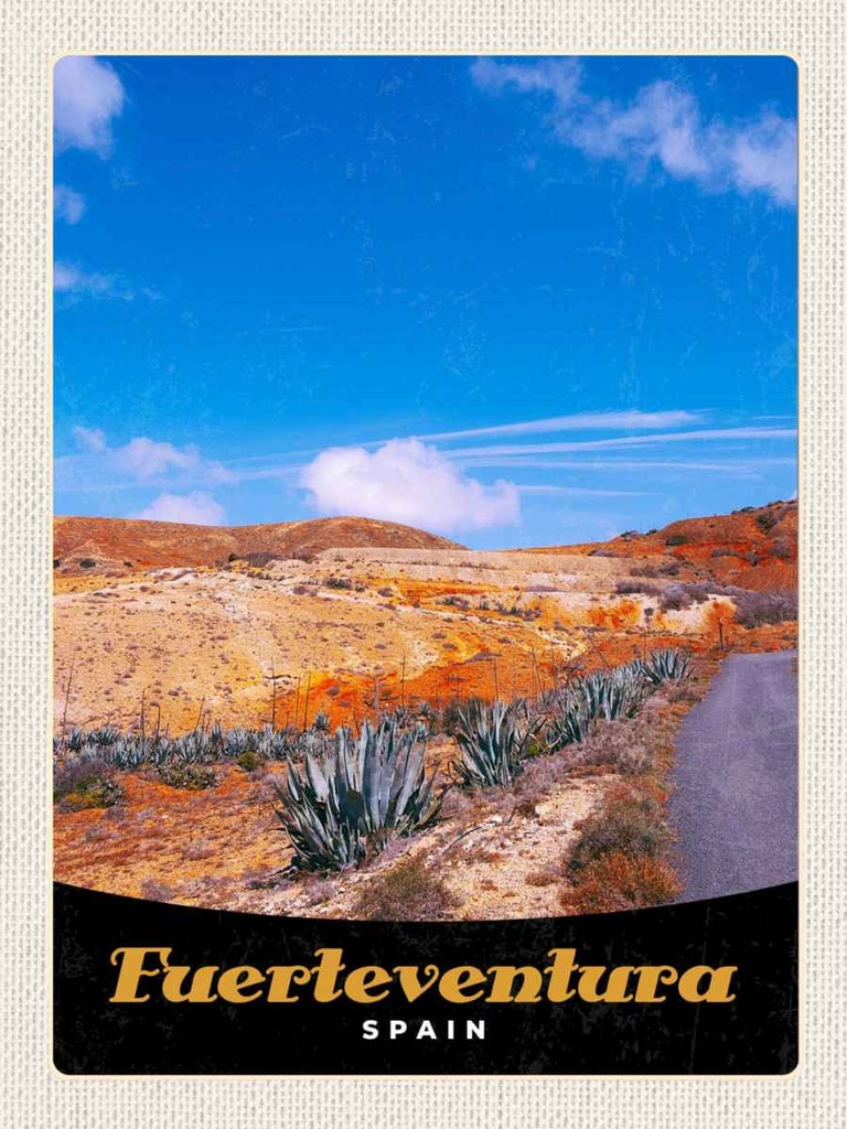 Holzschild 40x30 cm Fuerteventura Spanien Wüste Gebirge Bildmotiv Reisemotiv Europa