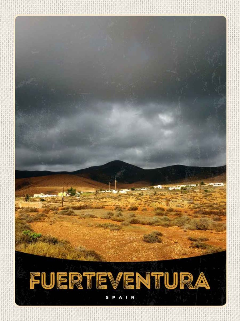 Holzschild 40x30 cm Fuerteventura Spanien Wüste Berge Bildmotiv Reisemotiv Europa