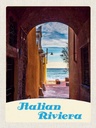 Holzschild 40x30 cm Italien Riviera Strand Meer Bildmotiv Reisemotiv Europa