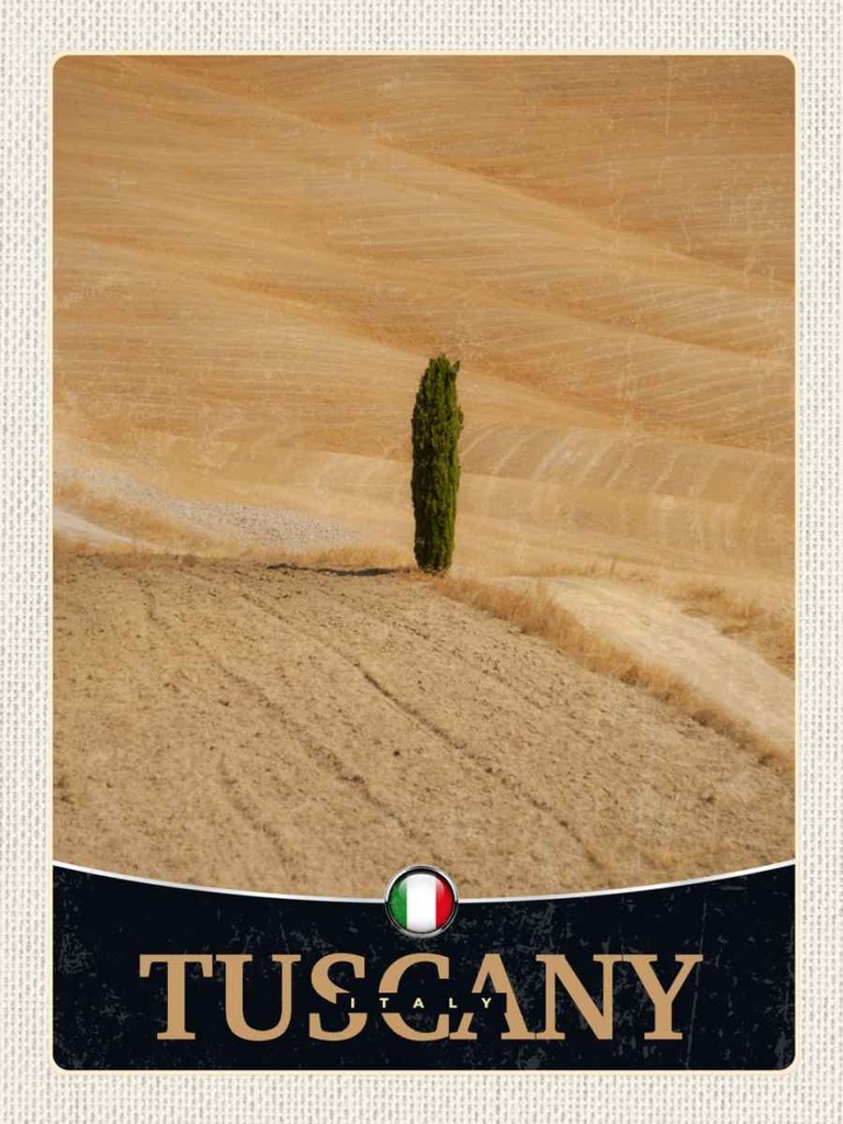 Holzschild 40x30 cm Toskana Italien Wüste Natur Sand Bildmotiv Reisemotiv Europa