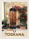 Holzschild 40x30 cm Toskana Italien Natur Blumen Tür Bildmotiv Reisemotiv Europa