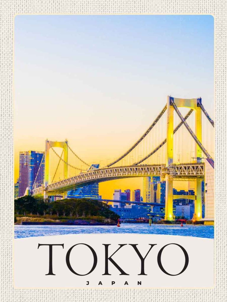 Holzschild 40x30 cm Tokyo Asien Japan Brücke Hochhaus Bildmotiv Reisemotiv Abenteuer Reisen