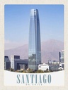 Holzschild 40x30 cm Santiago de Chile Amerika Hochhaus Bildmotiv Reisemotiv USA