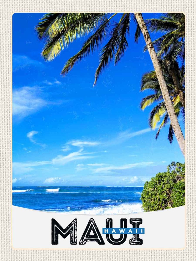 Holzschild 40x30 cm Maui Hawaii Insel USA Strand Bildmotiv Reisemotiv Amerika