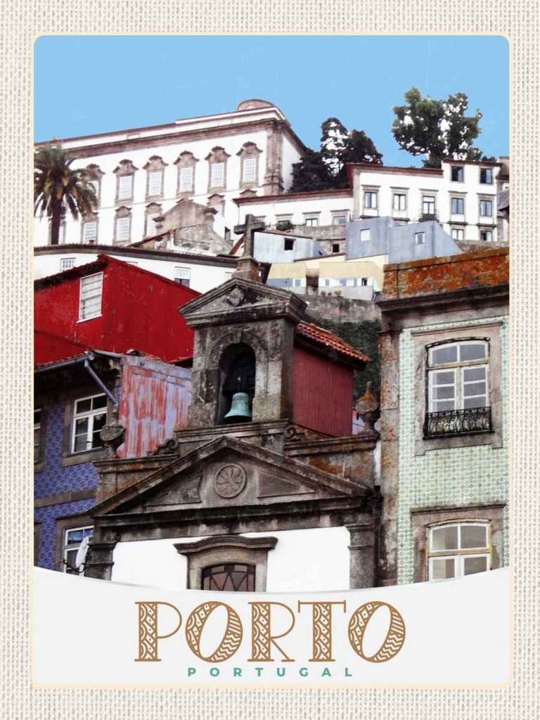 Holzschild 40x30 cm Porto Portugal Stadt Europa Bildmotiv Reisemotiv Straße