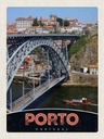 Holzschild 40x30 cm Porto Portugal Europa Brücke Bildmotiv Reisemotiv Straße Stadt