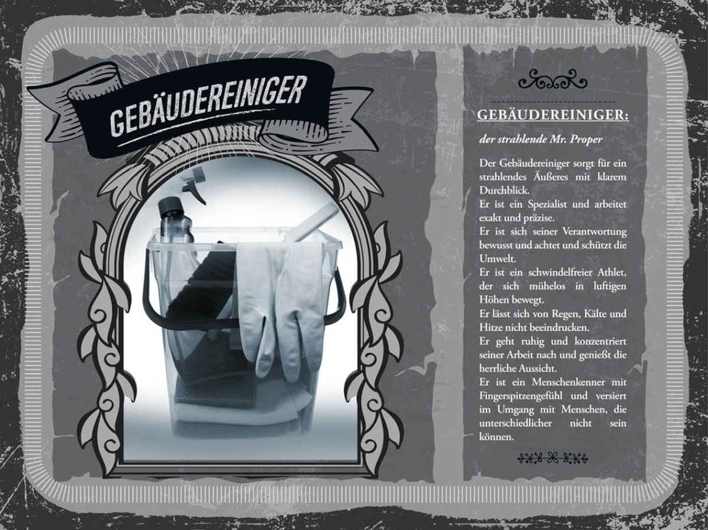Holzschild 30x40 cm Gebäudereiniger strahlend sauber Spruch Zitat