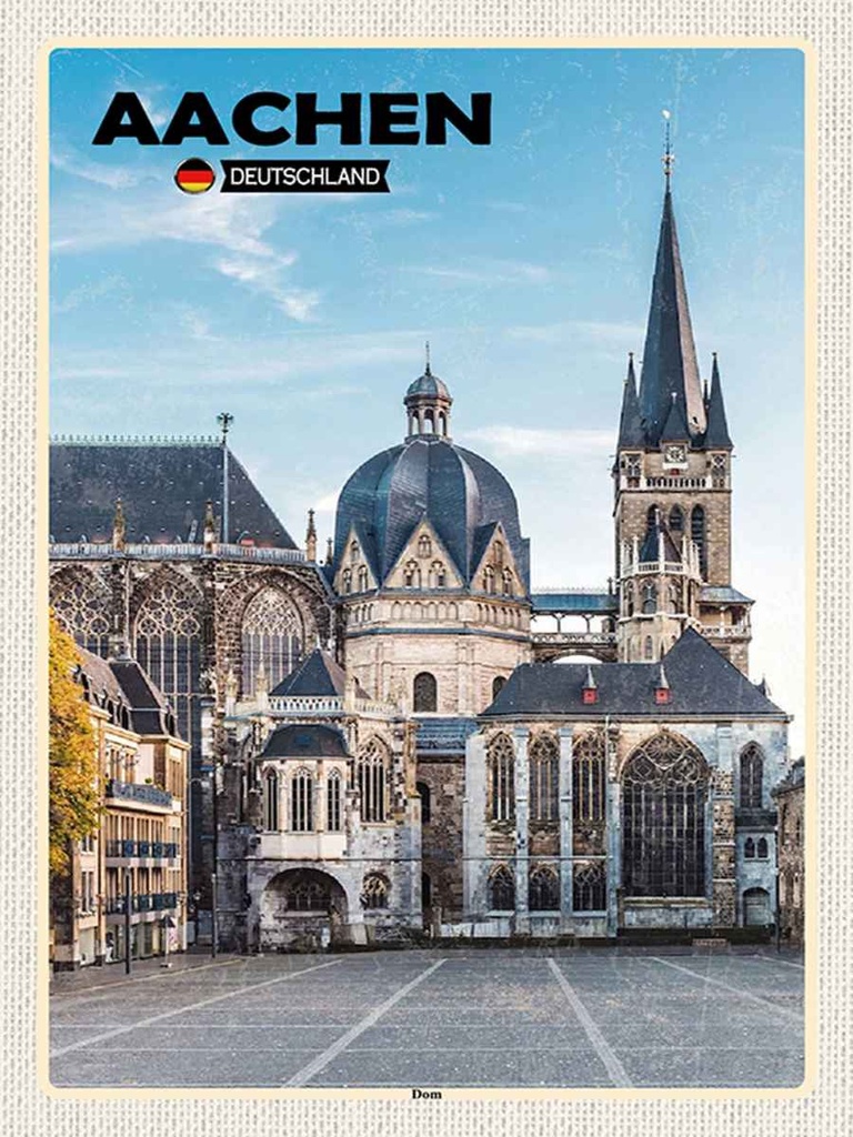Holzschild 40x30 cm Aachen Deutschland Dom Architektur Bildmotiv Reisemotiv Abenteuer Reisen