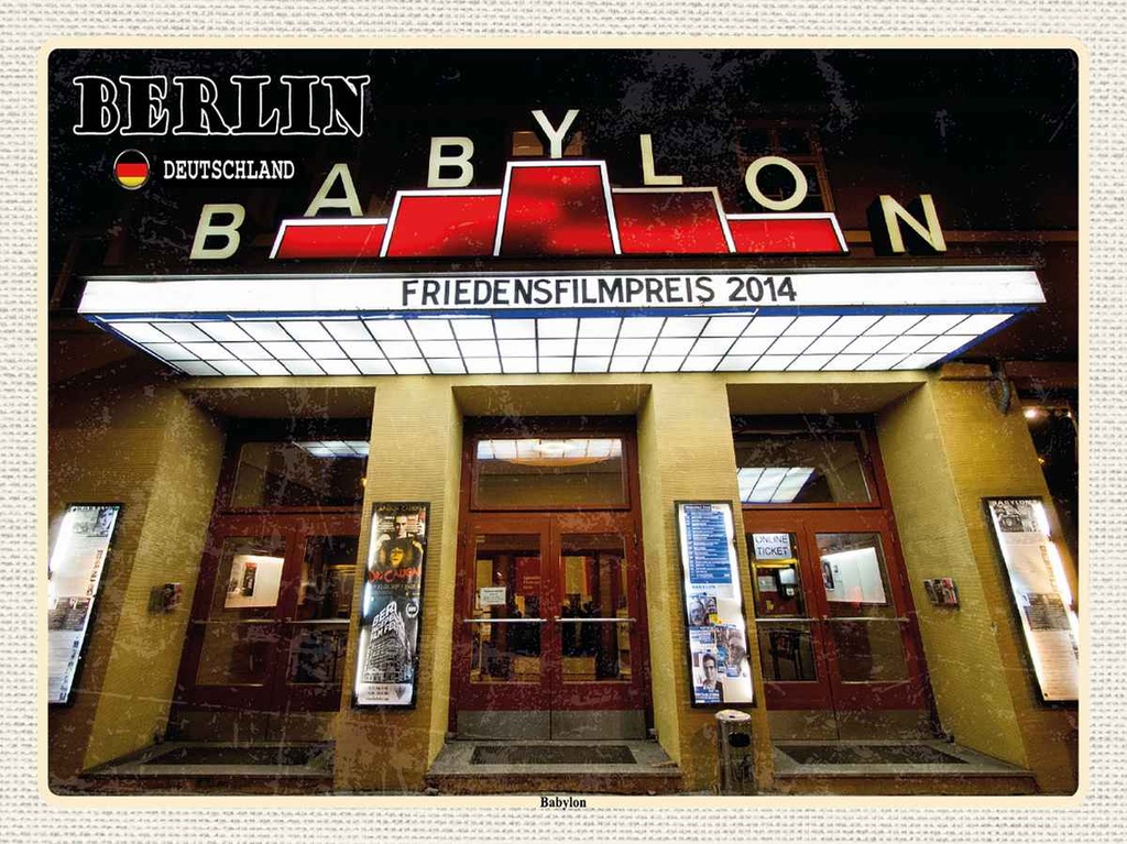 Holzschild 30x40 cm Berlin Deutschland Babylon Kino Bildmotiv Reisemotiv Abenteuer Reisen