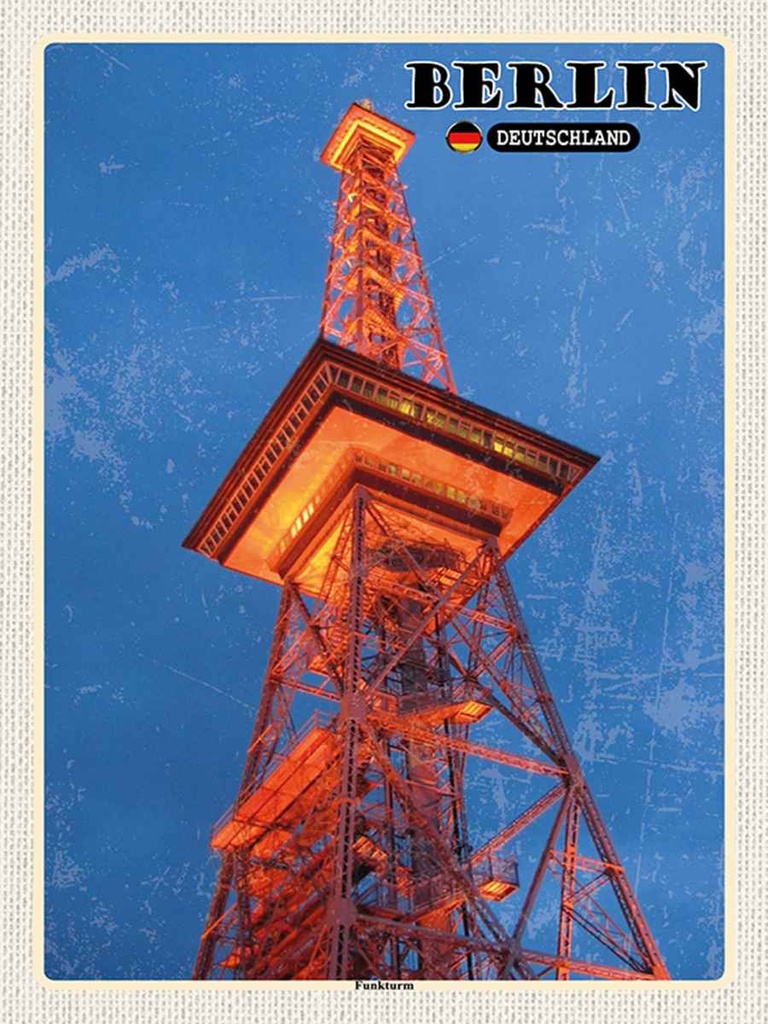 Holzschild 40x30 cm Berlin Funkturm Deutschland Bildmotiv Reisemotiv Straße Stadt