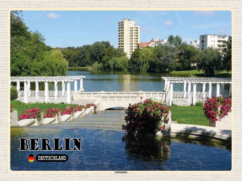 Holzschild 30x40 cm Berlin Deutschland Lietzensee Bildmotiv Reisemotiv Straße Stadt