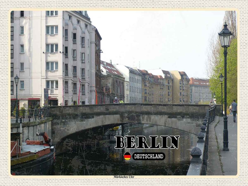 Holzschild 30x40 cm Berlin Deutschland Märkisches Ufer Bildmotiv Reisemotiv Abenteuer Reisen
