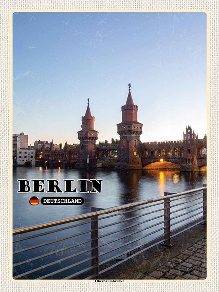 Holzschild 40x30 cm Berlin Oberbaumbrücke Architektur Bildmotiv Reisemotiv Abenteuer Reisen