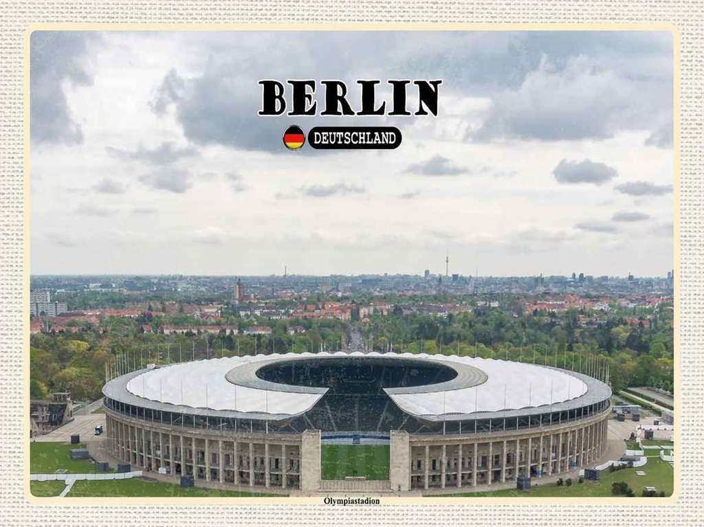 Holzschild 30x40 cm Berlin Olympiastadion Deutschland Bildmotiv Reisemotiv Abenteuer Reisen