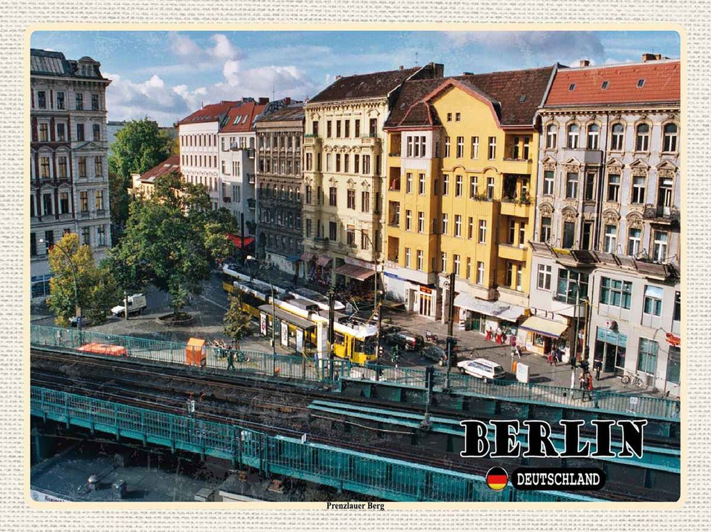 Holzschild 30x40 cm Berlin Prenzlauer Berg Deutschland Bildmotiv Reisemotiv Abenteuer Reisen