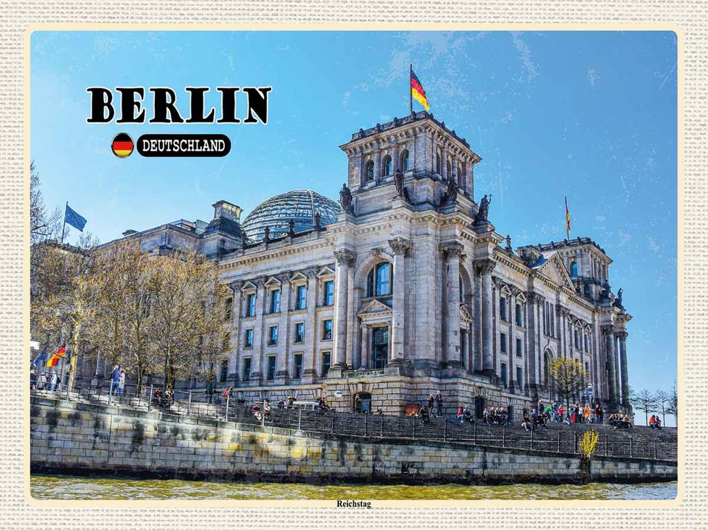 Holzschild 30x40 cm Berlin Reichstag Politik Architektur Bildmotiv Reisemotiv Abenteuer Reisen