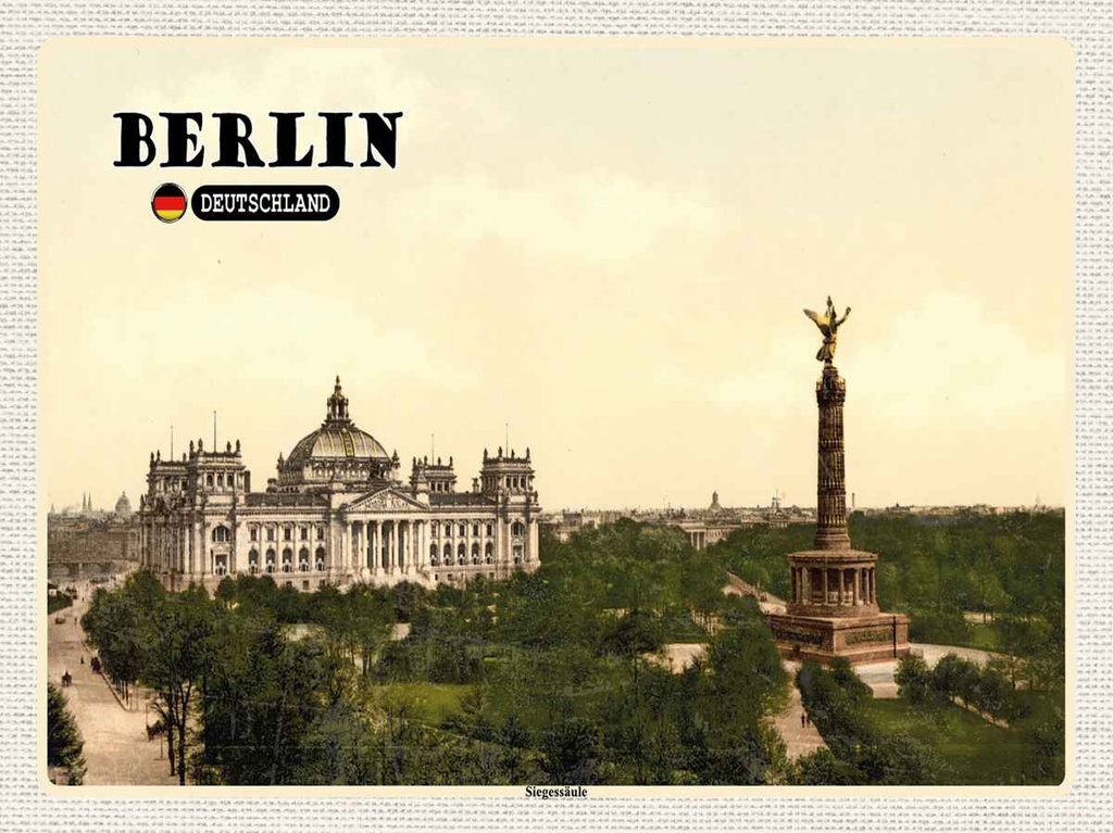 Holzschild 30x40 cm Berlin Siegessäule Deutschland Bildmotiv Reisemotiv Abenteuer Reisen