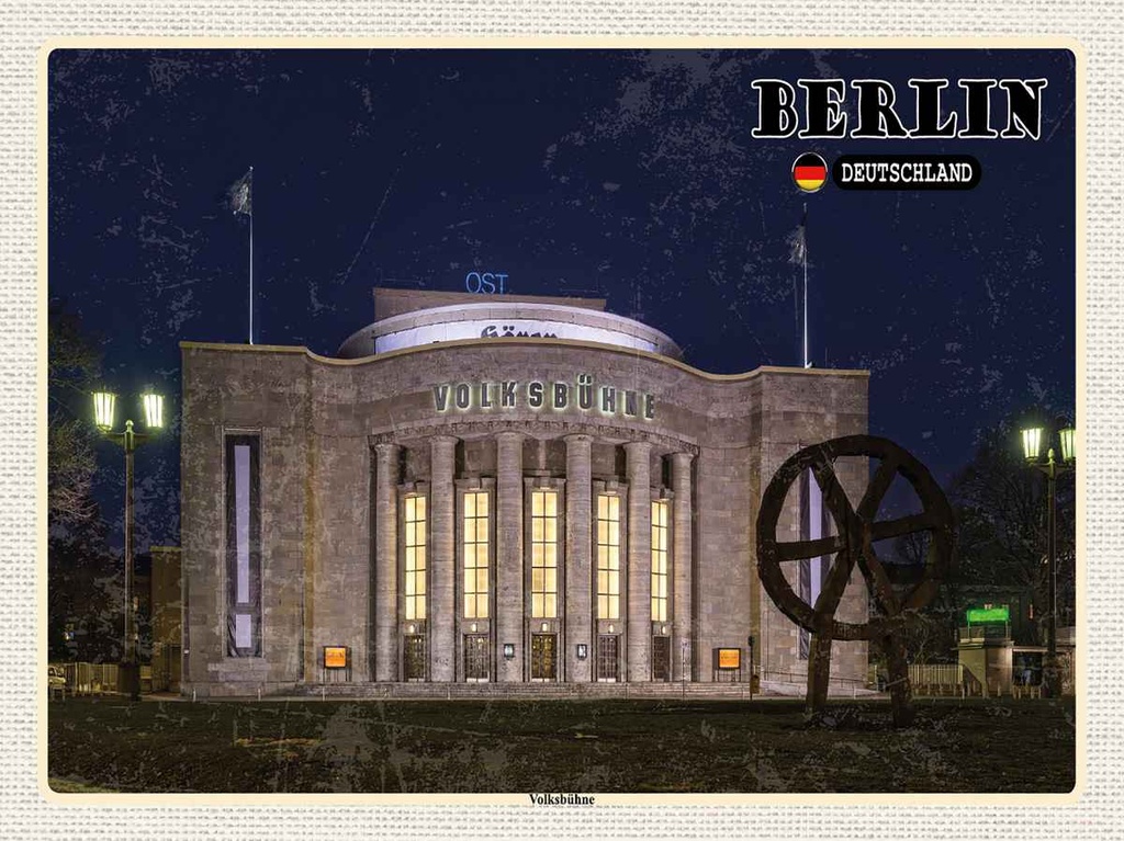 Holzschild 30x40 cm Berlin Volksbühne Deutschland Bildmotiv Reisemotiv Straße Stadt