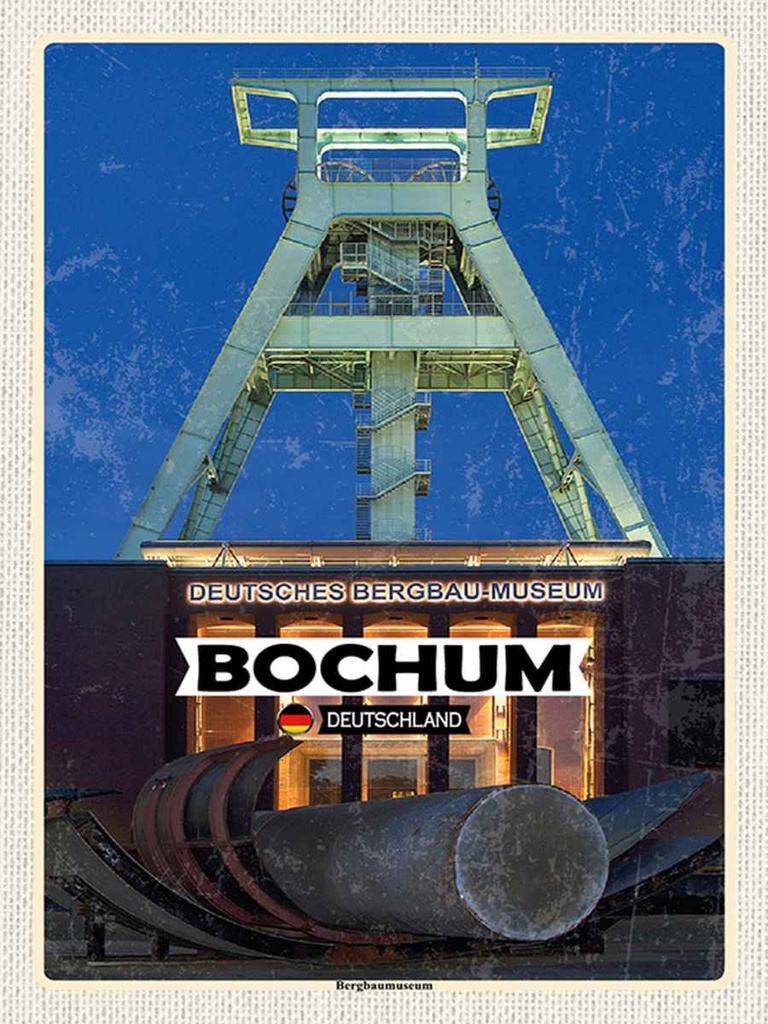 Holzschild 40x30 cm Bochum Bergbaumuseum Deutschland Bildmotiv Reisemotiv Abenteuer Reisen