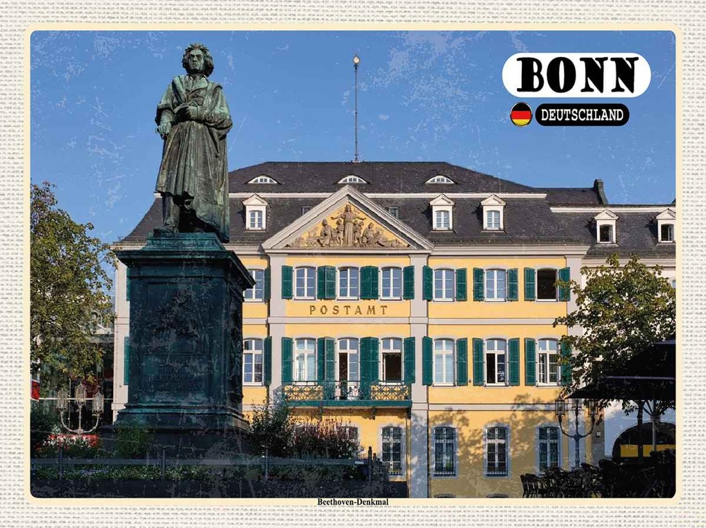 Holzschild 30x40 cm Bonn Beethoven Denkmal Architektur Bildmotiv Reisemotiv Abenteuer Reisen