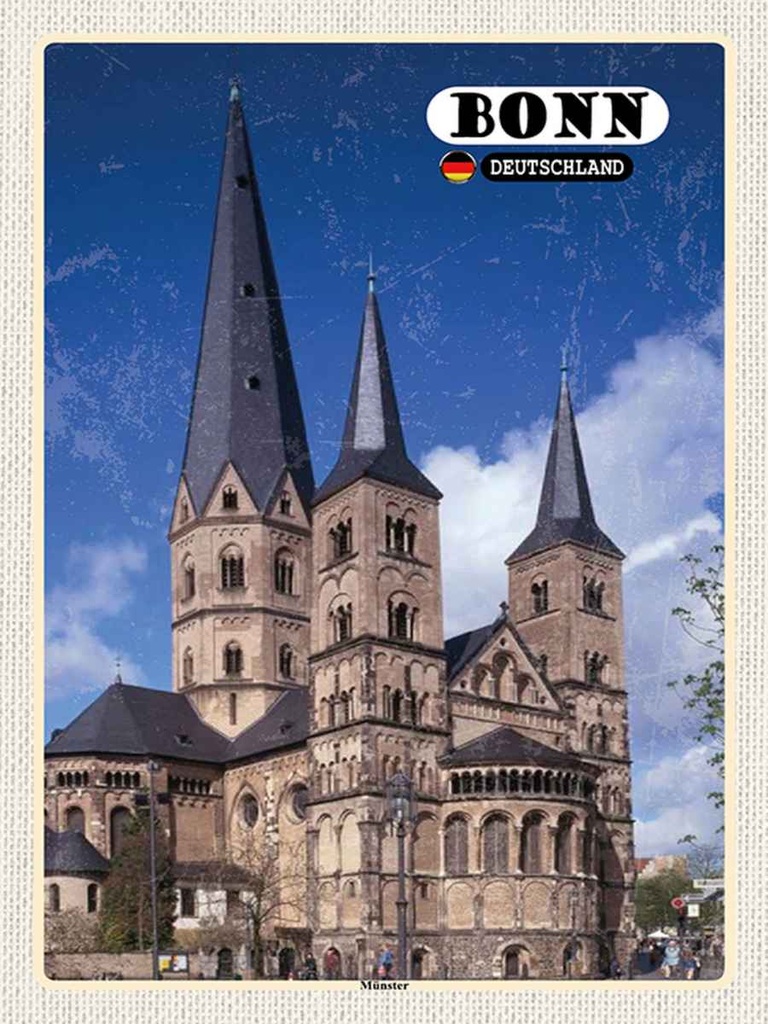 Holzschild 40x30 cm Bonn Münster Altstadt Deutschland Bildmotiv Reisemotiv Abenteuer Reisen